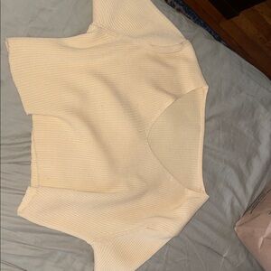 Cream Ribbed Knit Top